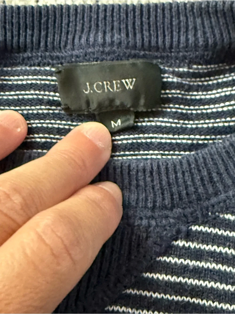 Men's JCREW Navy Striped Crewneck Sweater Size 8